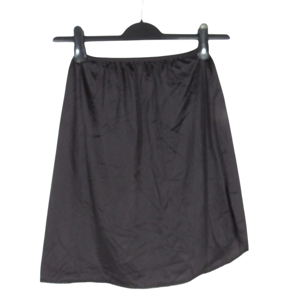VTG CABERNET Silky Smooth NYLON Black LACE HEM Slit A-LINE HALF SLIP Sz S